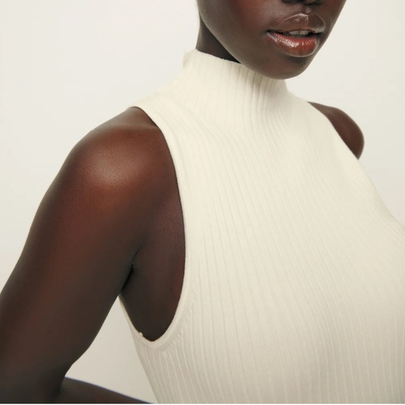Reformation Tallulah Ribbed Sweater Tank Ivory - Size L - Picture 1 of 3